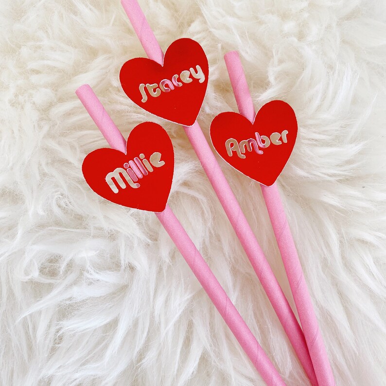 Custom Wedding Straws/ Bridal Party Decor/ Straws With Flags/Bachelorette Straws/ Bridal Shower Straws/ Straws With Hearts image 3