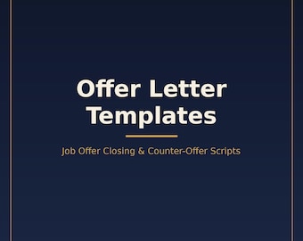 Modelli di lettera di offerta / Pacchetto di chiusura dell'offerta di lavoro / Script di controfferta per il responsabile delle assunzioni / Download immediato in formato Word e PDF modificabile