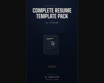 Pacchetto completo per la creazione di curriculum vitae / 10 modelli di curriculum compatibili con i sistemi ATS / Download immediato / Per tutti i settori professionali / Download digitale