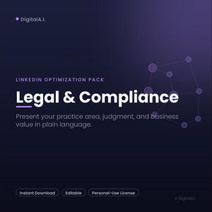 Legal LinkedIn Profile Optimization Pack | Headline, About & Keyword Templates for Attorneys | Get Found by Recruiters, Instant Download