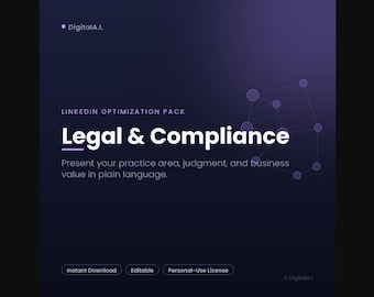 Legal LinkedIn Profile Optimization Pack | Headline, About & Keyword Templates for Attorneys | Get Found by Recruiters, Instant Download
