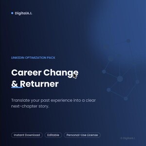 Career Change LinkedIn Profile Optimization Pack | Headline, About & Keyword Templates for Career Changers and Returners | Instant Download