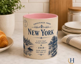 Greetings From New York Vintage Postcard Mug | Accent Coffee Mug