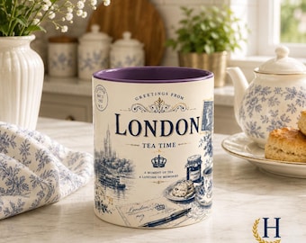 London Tea Time Mug | Vintage Postcard Illustration Coffee Cup | 11oz