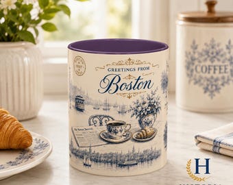 Greetings from Boston 1897 Vintage Postcard Coffee Mug | Accent 11oz
