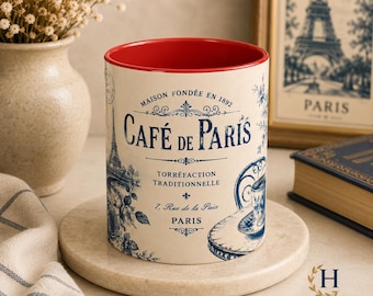 Café de Paris Vintage French Ceramic Mug | 11oz Accent Coffee Cup