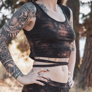 CHESTNUT CROP TOP | women&#39;s crop top | crop top | rave top | festival top | tie dye | cropped top | women&#39;s top | tie up crop top