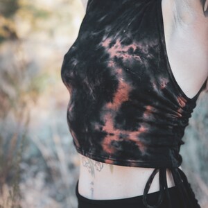 SYCAMORE CROP TOP | women's crop top | rave top | festival top | tie dye | cropped top | tie up crop top | women's top | racerback crop top image 2