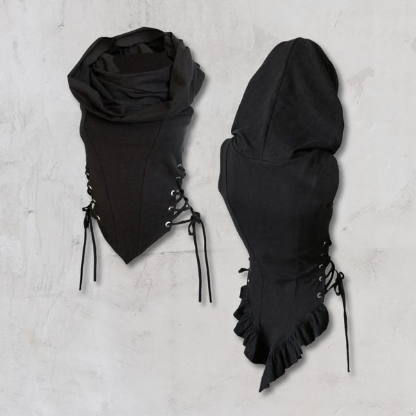 CYPRESS TOP / ropa de festival para mujer / top corto con capucha / top gitano / top con capucha / ropa de Burning Man para mujer / top con cordones / top rave para mujer /