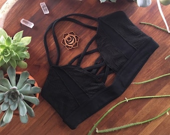 HUMMINGBIRD BRALETTE  | bamboo bralette | criss cross yoga bra | festival top | crop top | yoga clothing | rave top | crop top | burning man