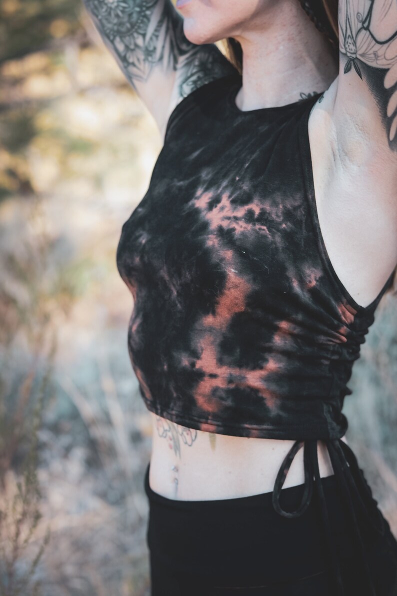 SYCAMORE CROP TOP | women's crop top | rave top | festival top | tie dye | cropped top | tie up crop top | women's top | racerback crop top image 2