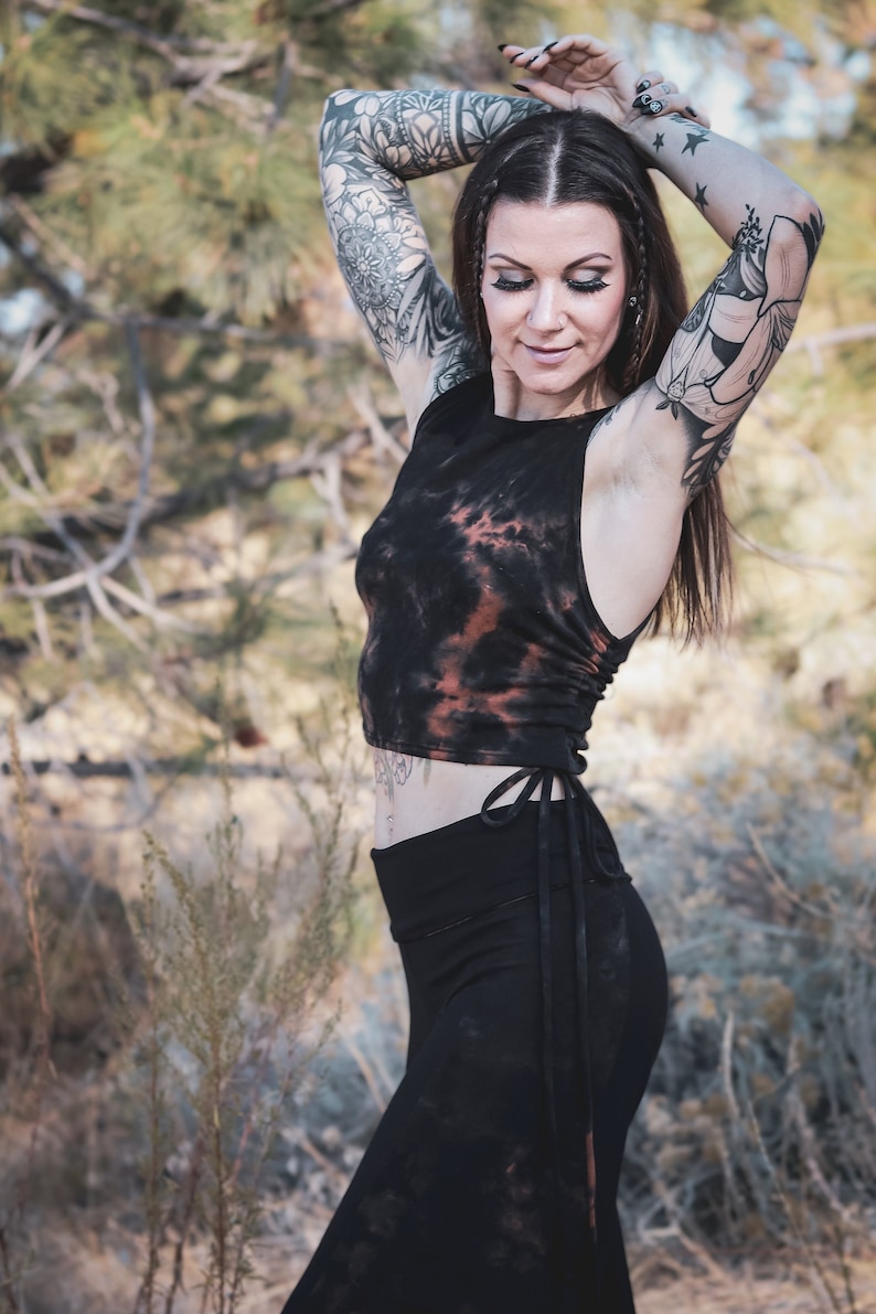 SYCAMORE CROP TOP | women's crop top | rave top | festival top | tie dye | cropped top | tie up crop top | women's top | racerback crop top image 1