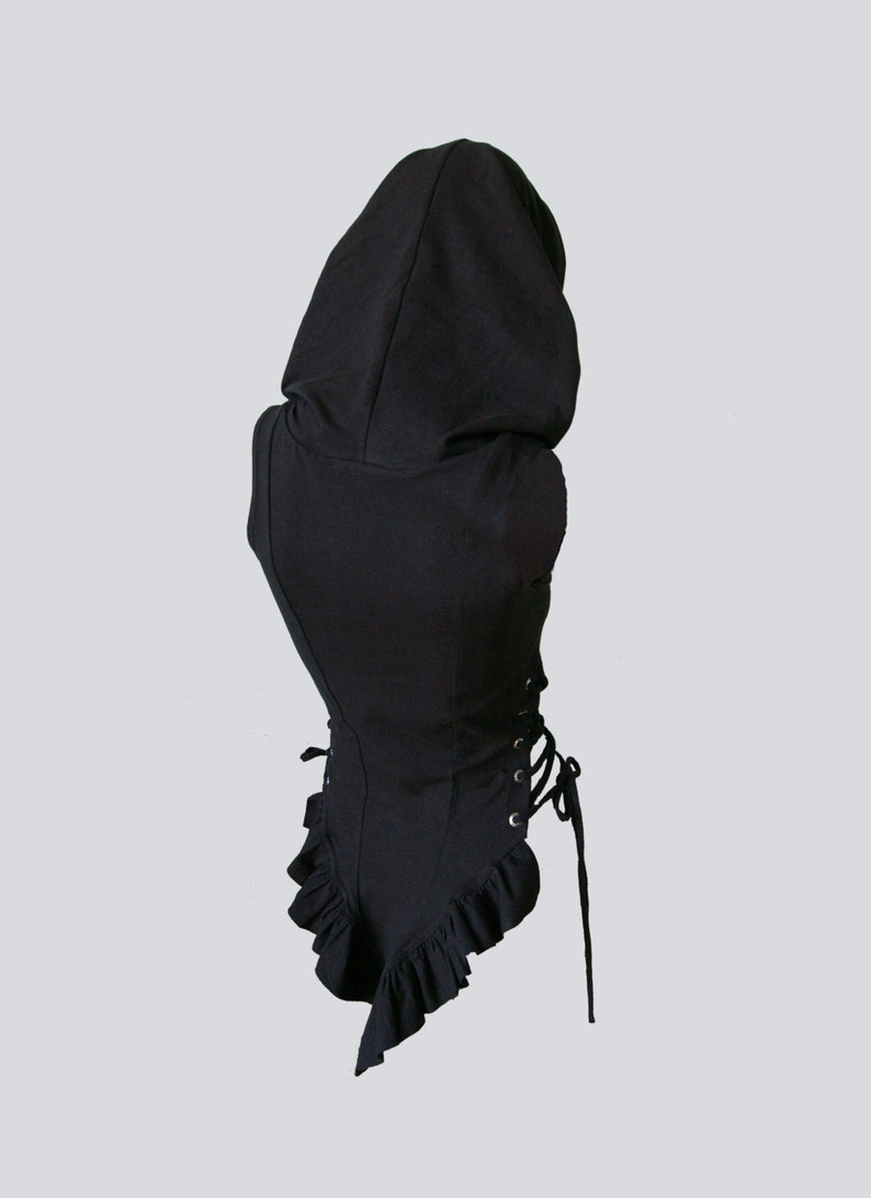 CYPRESS TOP | festival clothing women | hooded crop top | gypsy top | hood top | burning man clothing women | lace up top | rave top women | image 9