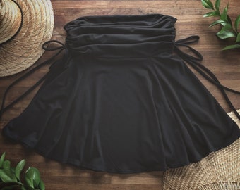 SCRUNCHY SKATER SKIRT | festival clothing women | skater skirt | bamboo skirt | rave skirt | burning man clothing | lace up skirt | short |