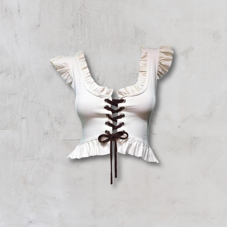SPINEL TOP | festival clothing women | burning man top | pixie top | fairy top | lace up top | rave top | crop top | boho | gypsy | cosplay image 1