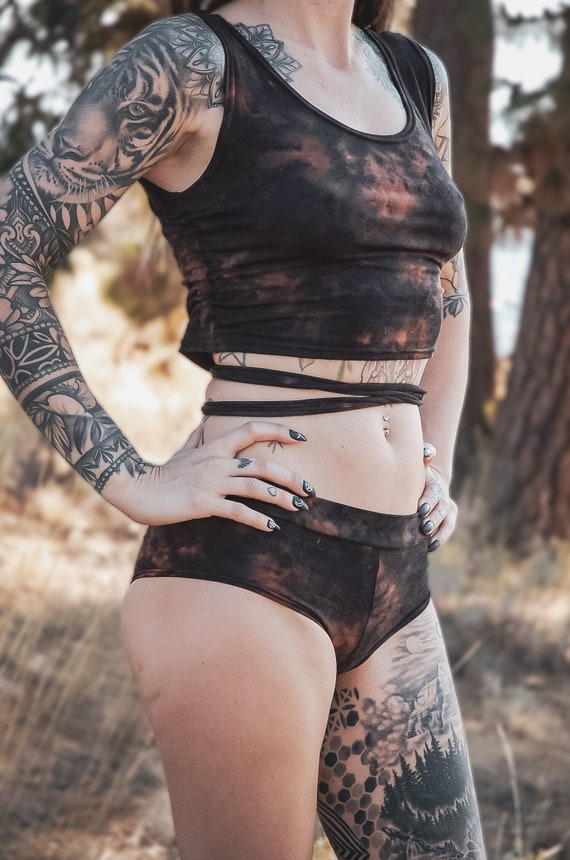 CHESTNUT CROP TOP | women's crop top | crop top | rave top | festival top | tie dye | cropped top | women's top | tie up crop top