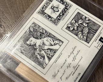 Juego de sellos de goma Stampin' Up! poco común: Una vida tranquila, abejas y flores (2004)