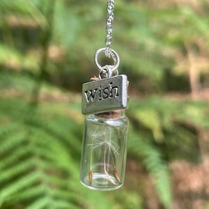 Dandelion seed wish wisher necklace glass vial