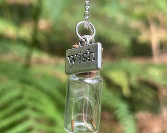 Dandelion seed wish wisher necklace glass vial