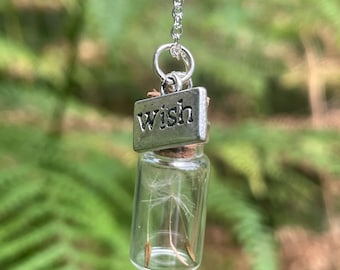Dandelion seed wish wisher necklace glass vial