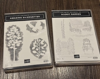 Stampin' Up!  Amazing Silhouettes & Scenic Garden Stamp Set new NIP CLING STAMP