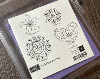 Juego de sellos de goma descatalogados de troqueladoras de lunares de Stampin' Up!: Corazón, flor y floral sin usar