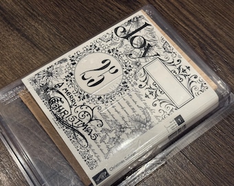 Retired Stampin' Up! Christmas Collage Stamp: Holiday Card DIY