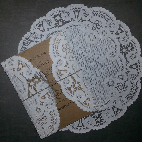 250 Beautiful White round circular 8 or 10 inch French Lace Paper Doilies Diy wedding Crafts food