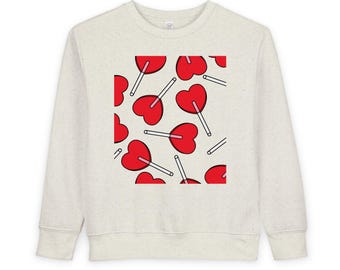 Herz Lollipop Muster Kleinkind Pullover | Valentinstag Kinder Shirt