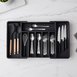 Expandable Drawer Organizer – 8-Compartment Cutlery Tray | Adjustable 13"–22.4" | Kitchen Storage