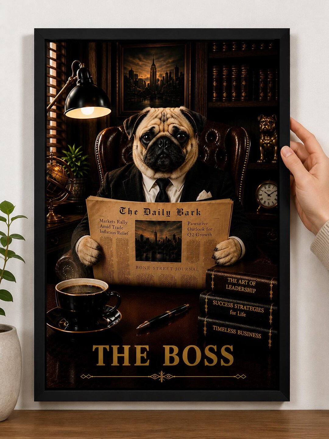 Pug Dog CEO Dog Art Print, Vintage Office Decor, Funny Pet Poster ...