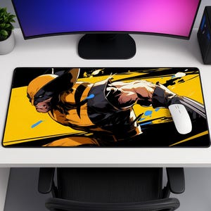 Wolverine Mouse Pad, X-Men Gaming Desk Mat, Logan Superhero XXL Mousepad, Comic Book Desk Pad, Marvel Gamer Gift