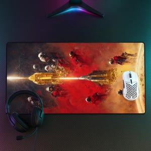 Red Rising Mouse Pad, Sci-Fi Book Desk Mat, Bookish Gaming Mouse Pad, Space Fantasy XXL Deskmat