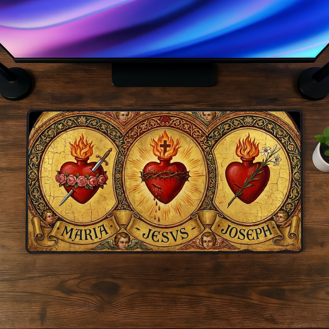 Sacred Heart Mouse Pad, Virgin Mary Desk Mat, Catholic Christian Mouse ...