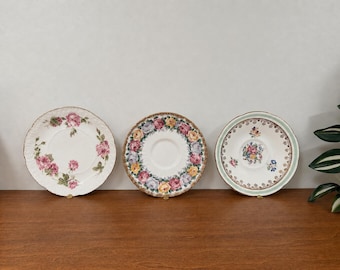 Vintage Cottagecore Floral Plate Small Decorative China Plate Rose Flower Gold Trim Vintage Dish