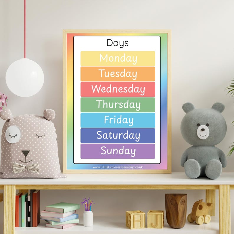 Days of the Week Poster | Printable Educational Wall Art | Homeschool ...