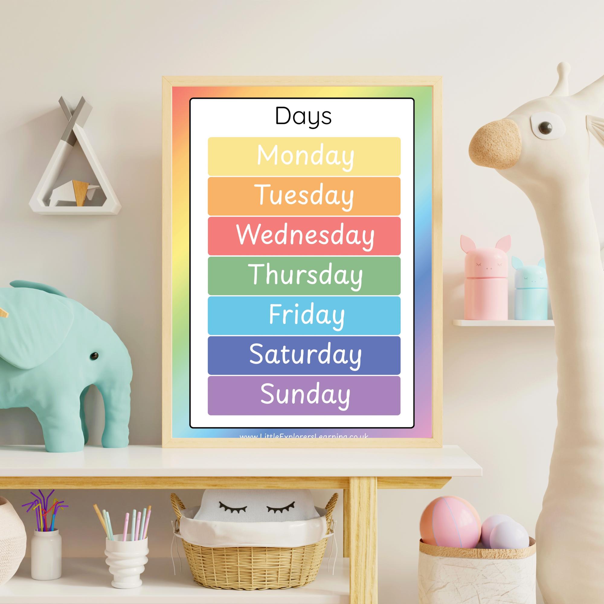 Days of the Week Poster | Printable Educational Wall Art | Homeschool ...