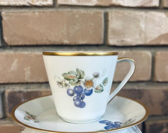 Vintage Hutschenreuther Noblesse Pasco Grapes Demitasse Cup & Saucer Germany