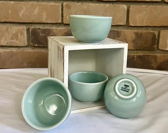 Alessi for Delta Set of 4 Aqua Blue SeaFoam Porcelain Bowls Cups 3” x 2” Italy