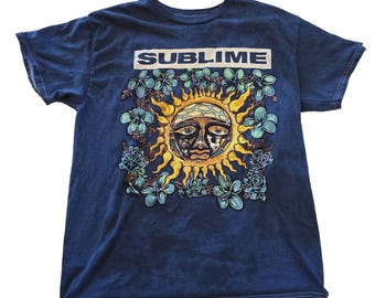 Sublime Blue Mens Concert T Shirt Soft Cotton Casual, Vintage Sublime Sun Classic Black Band T-Shirt Retro Music Tee Shirt 1990's 90's Y2k