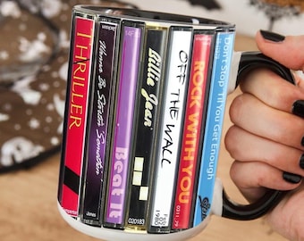 Michael Jackson Cassette Music Retro Mug, Vintage Tape Art Coffee Cup, Iconic Album Collection Gift for Pop Music Lovers