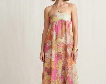 Printed Strapless Maxi Dress Off Shoulder Backless High Waist Summer Dress Elegant Vacation Beach Party Dress for Women