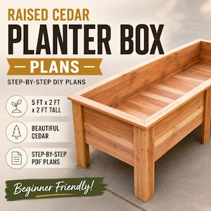 Cedar Raised Garden Bed Plans | Beginner Woodworking PDF | 5ft x 2ft Planter Box