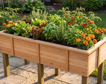 4ft x 8ft Large Cedar Waist-High Raised Planter Box Plans – Woodworking Guide (Digital Download)
