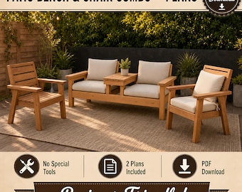 Outdoor Furniture Woodworking Plans Bundle | Two-Seat Bench + Patio Chair (PDF Download)