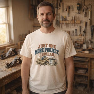 Just One More Project I Swear shirt in Natural - workshop