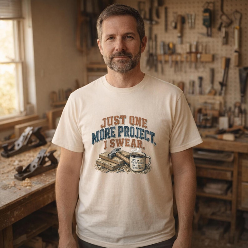 Just One More Project I Swear shirt in Natural - workshop