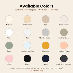 Available colors chart - 16 colors