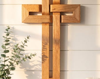 Decorative Wooden Cross Plan PDF | Easy DIY Woodworking Project to Sell | Modern Farmhouse Christian Wall Decor | Instant Download Pattern