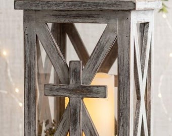 Wood Cross Lantern Plans PDF, Rustic Farmhouse Christian Decor, 2 Sizes, Rope Handle